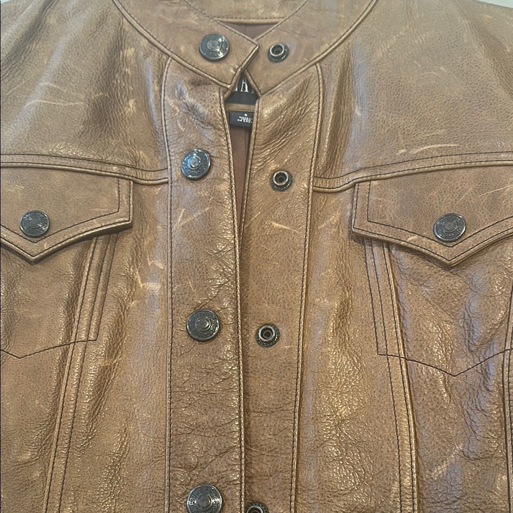Gap Brown Leather Jacket Classic Timeless Design - Gem